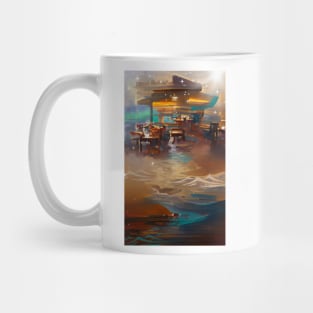 The Coffee teal ocean Stars| Ocean wave vintage Mug